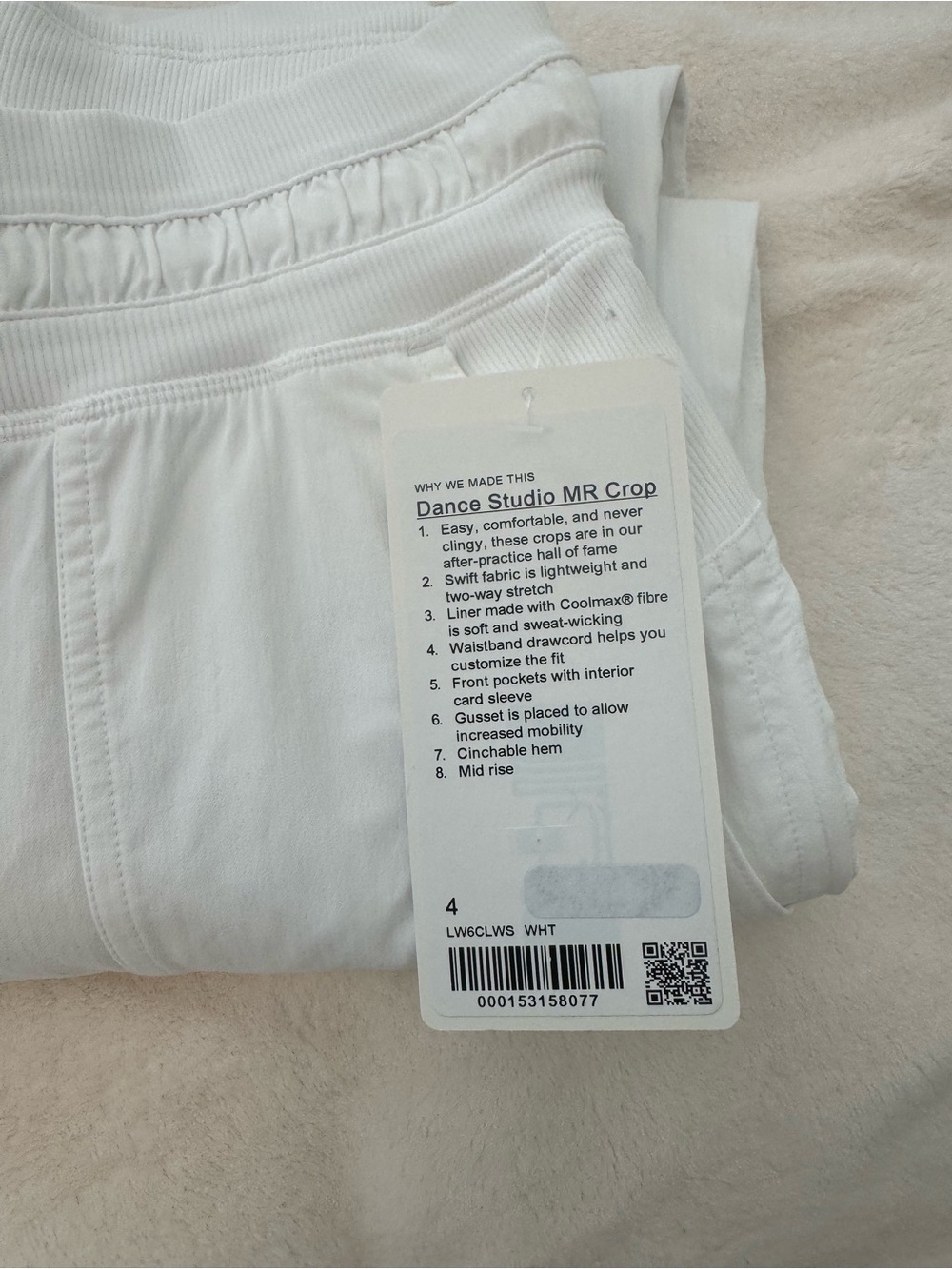 lululemon athletica Dance Studio MR Crop Pants - White NWT